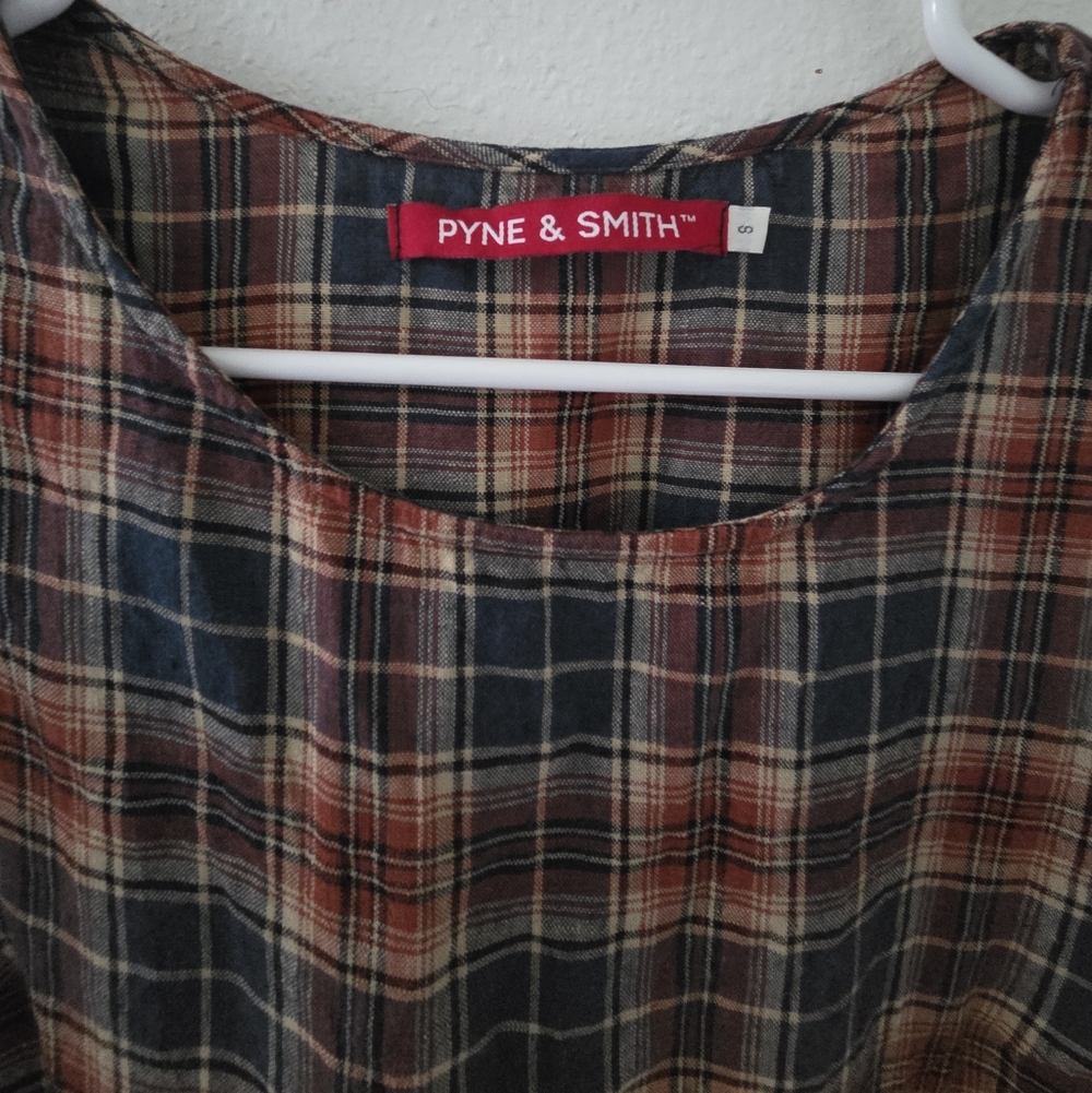 Pyne and Smith plaid Midi Linen Boatneck dress No. 19 - small - Picture 2 of 3